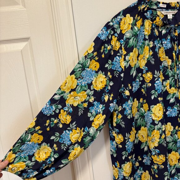 Counterparts Floral Blouse Longsleeve Navy Yellow Size 3X NWT - Picture 7 of 11